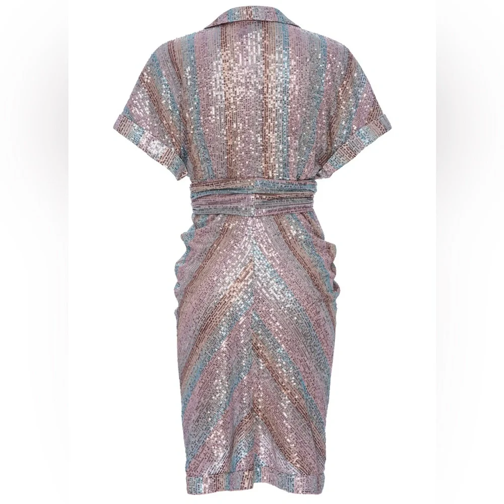 LE SUPERBE MINI MIKO DRESS AQUA RAINBOW size 4 NWT $495๐ - Picture 3 of 14